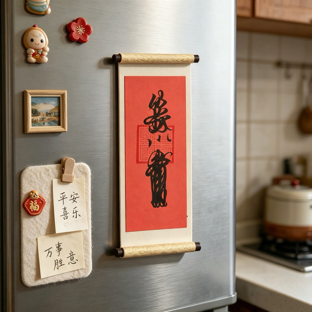 Red Money Roll Refrigerator Magnet | Feng Shui Wealth Luck Charm